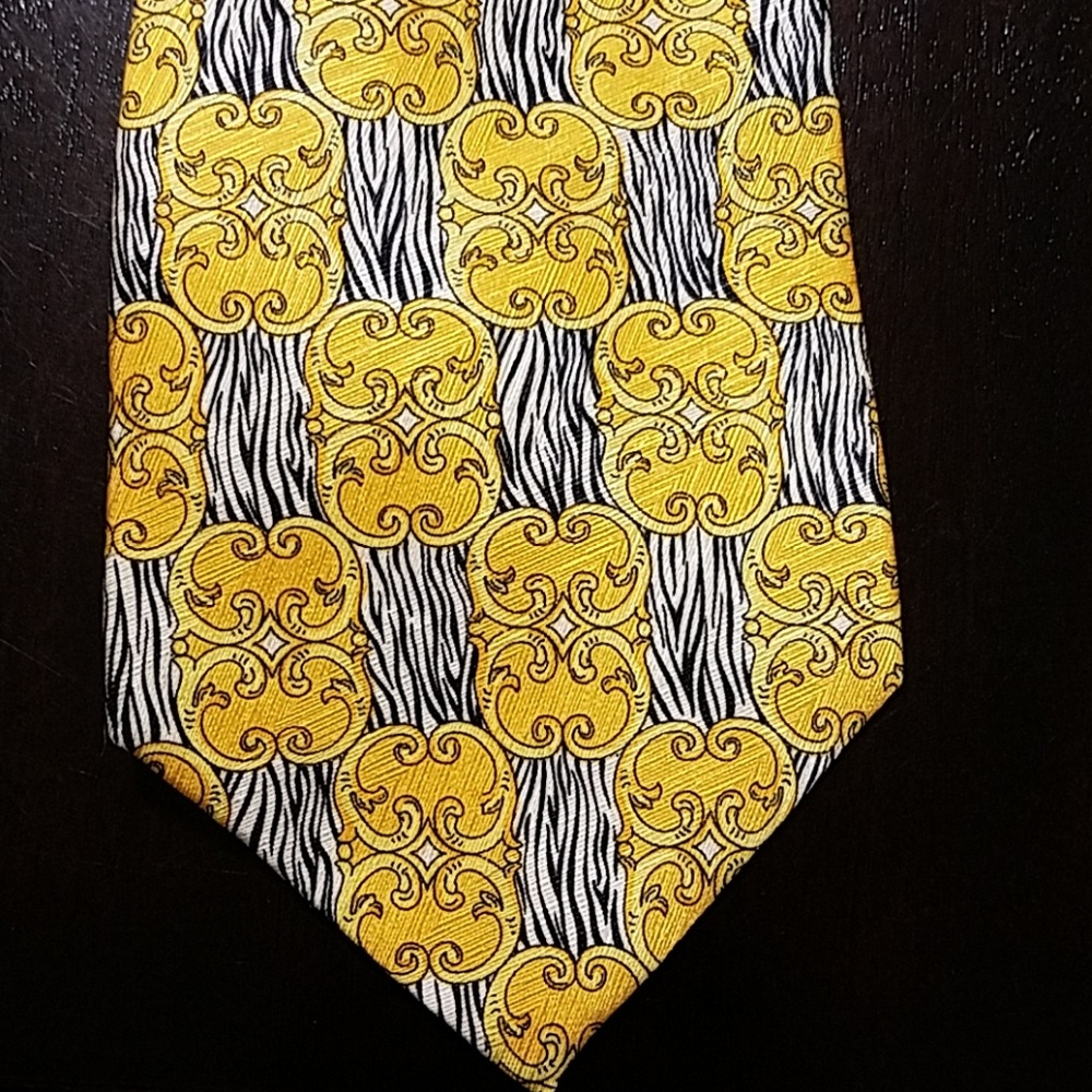 GIANNI Versace Zebra Yellow Print Vintage Tie